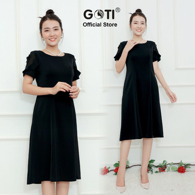GOTI - SALE LẺ SIZE Đầm Trung Niên Dáng Suông Tay Đính Hoa Thêu Sang Trọng Tặng Mẹ 46-73kg 3373