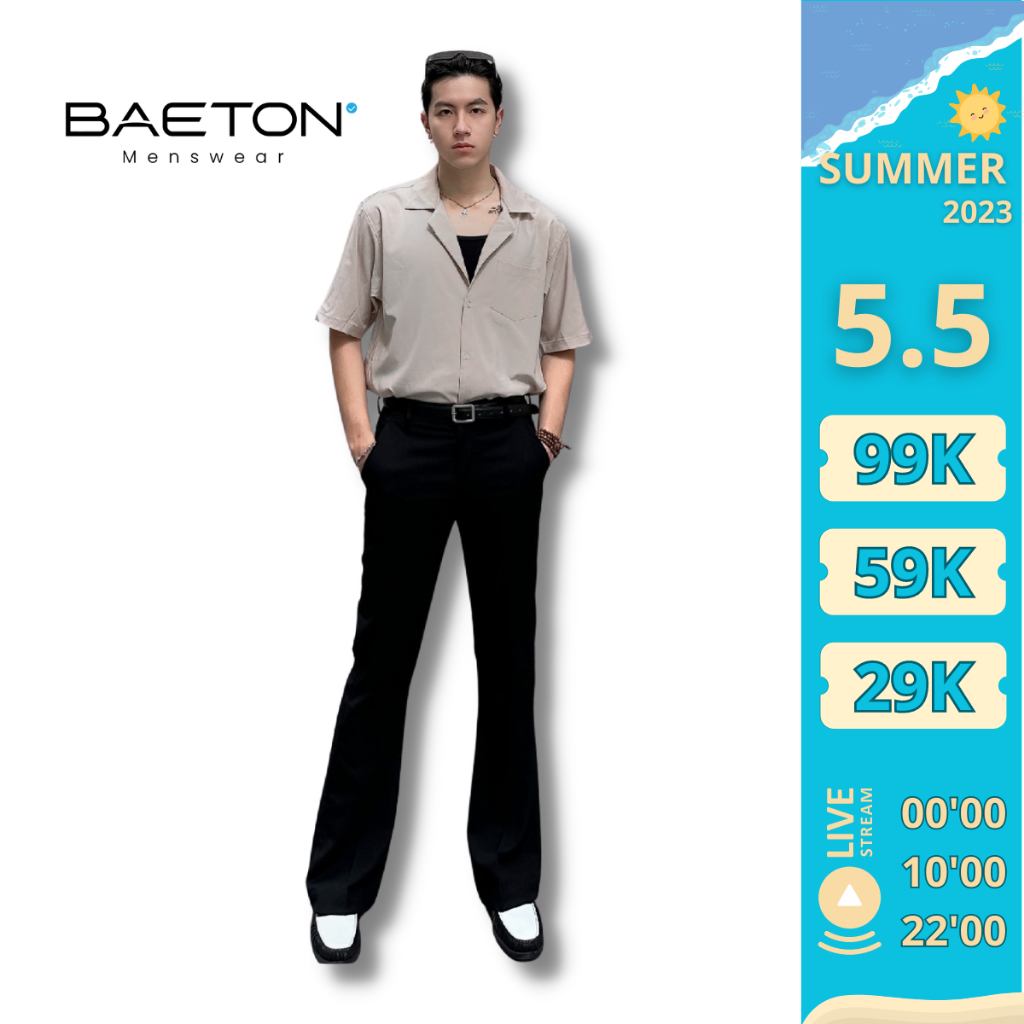 Quần ống loe More cao cấp lên dáng chuẩn, ống loe vừa phải sang trọng cá tính thương hiệu BAETON -A04