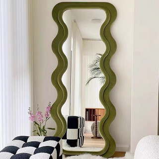 Gương lượn sóng bọc nỉ 002 gương decor phòng