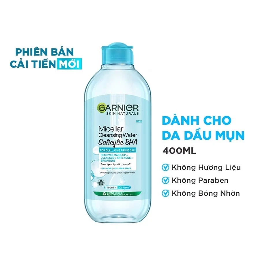 Nước Tẩy Trang Cho Da Dầu Mụn Micellar Water Garnier 400ml