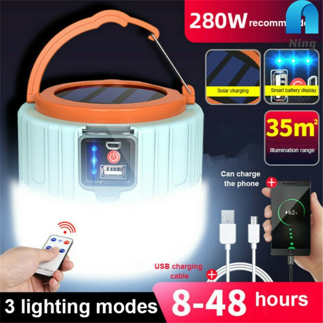 Bóng Đèn Tích Điện Thông Minh, Siêu Sáng, Sử Dụng Năng Lượng Mặt Trời Có Móc Treo 100w Sử Dụng từ 6 - 8 Tiếng