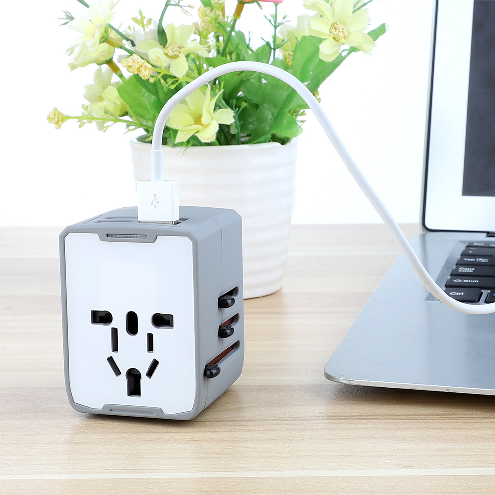 Ổ điện đa chức năng - ổ cắm điện chống giật, cổng TYPE C thế hệ mới và USB 5V sạc nhanh-K1852