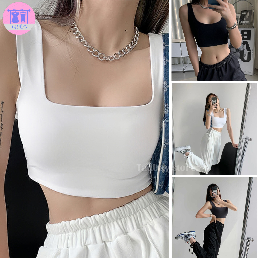 Áo Croptop nữ Ba Lỗ Sát Nách TADBAY thun body - Áo 2 dây Bản To Cổ Vuông ACRT01M