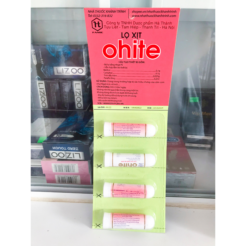 Ống hít tinh dầu OHITE giảm nghẹt mũi, thông mũi, sổ mũi