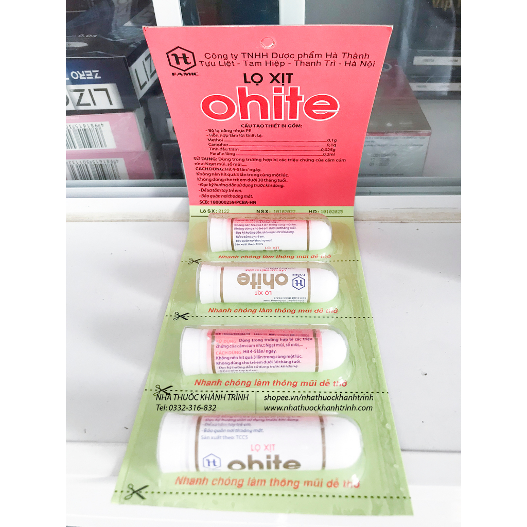 Ống hít tinh dầu OHITE giảm nghẹt mũi, thông mũi, sổ mũi