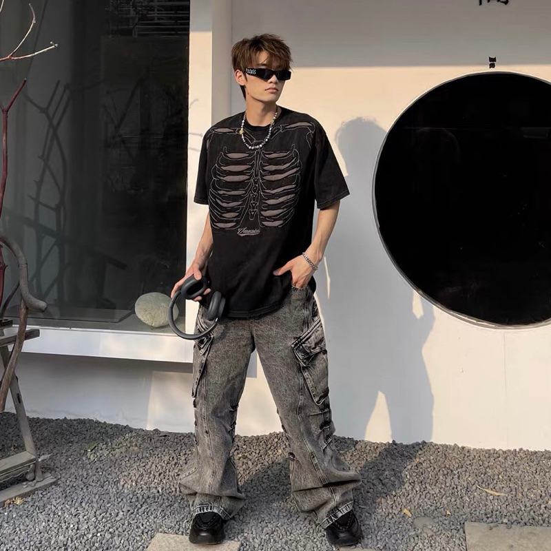 Áo thun xương rách Vancarhell - Broken Bones Tshirt - áo thun oversize phong cách hiphop đường phố Juwangorder 9229