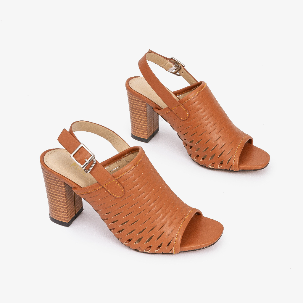 Giày Giả Boot Sapo 7cm Đế Vuông Hở Mũi X856