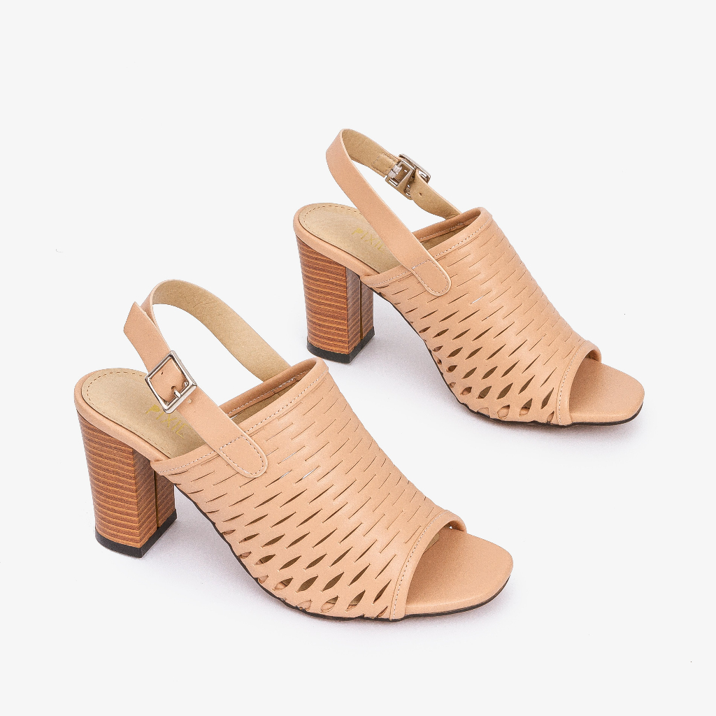 Giày Giả Boot Sapo 7cm Đế Vuông Hở Mũi X856