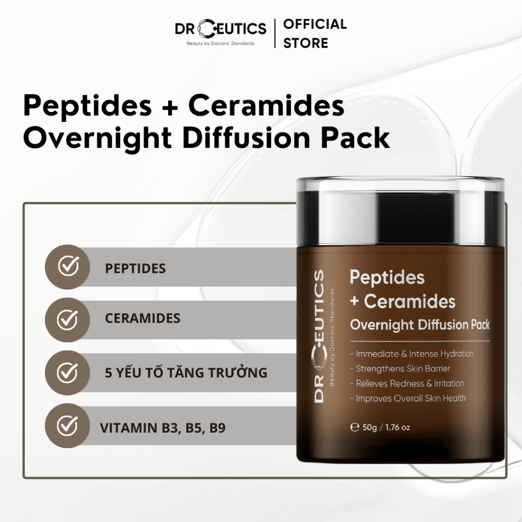 DRCEUTICS - Kem Dưỡng Phục Hồi Da Chứa Peptides Và Ceramides Overnight Diffusion Pack (50g)