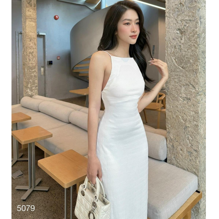 Đầm váy tiểu thư sang chảnh maxi cổ yếm hở lưng trần gợi cảm quyến rũ đi dự tiệc cưới sự kiện dạ hội gợi cảm quyến rũ
