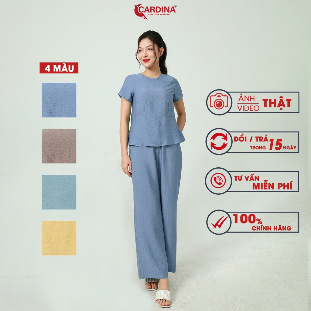 Đồ bộ nữ CARDINA chất đũi bamboo nhẹ cao cấp mặc đi làm đi chơi áo tay liền quần dài màu sắc tinh tế
