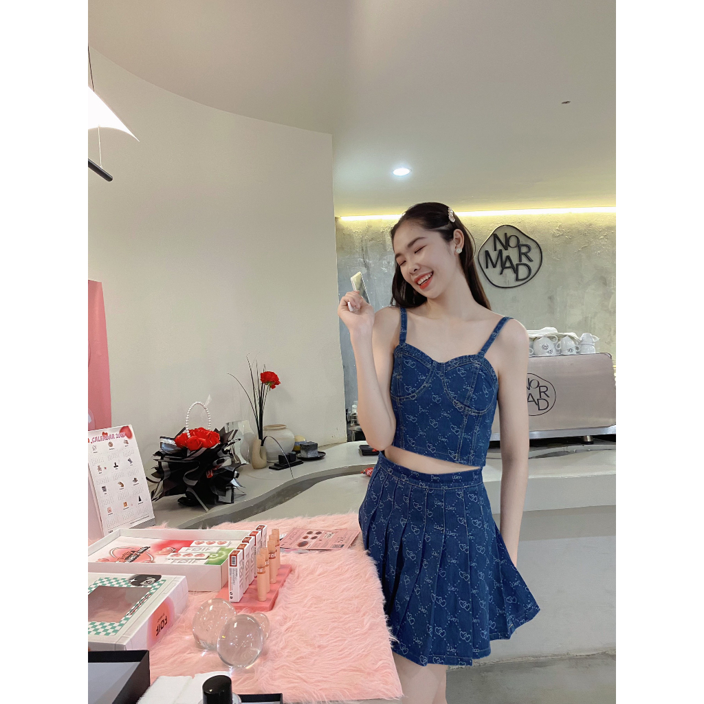 [Ảnh thật/Video] Nguyên bộ set jean nữ tôn dáng vải denim chất đẹp, vải dày dặn | BigBuy360 - bigbuy360.vn