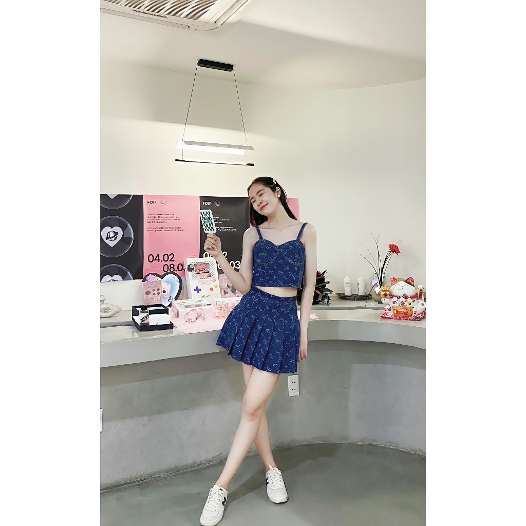 [Ảnh thật/Video] Nguyên bộ set jean nữ tôn dáng vải denim chất đẹp, vải dày dặn