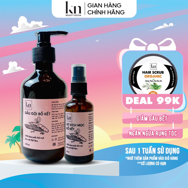 Dầu gội bồ kết HOA SEN TRẮNG thảo dược giúp mọc tóc nhanh dài cô đặc giảm gàu thiên nhiên an toàn KN Beauty Room