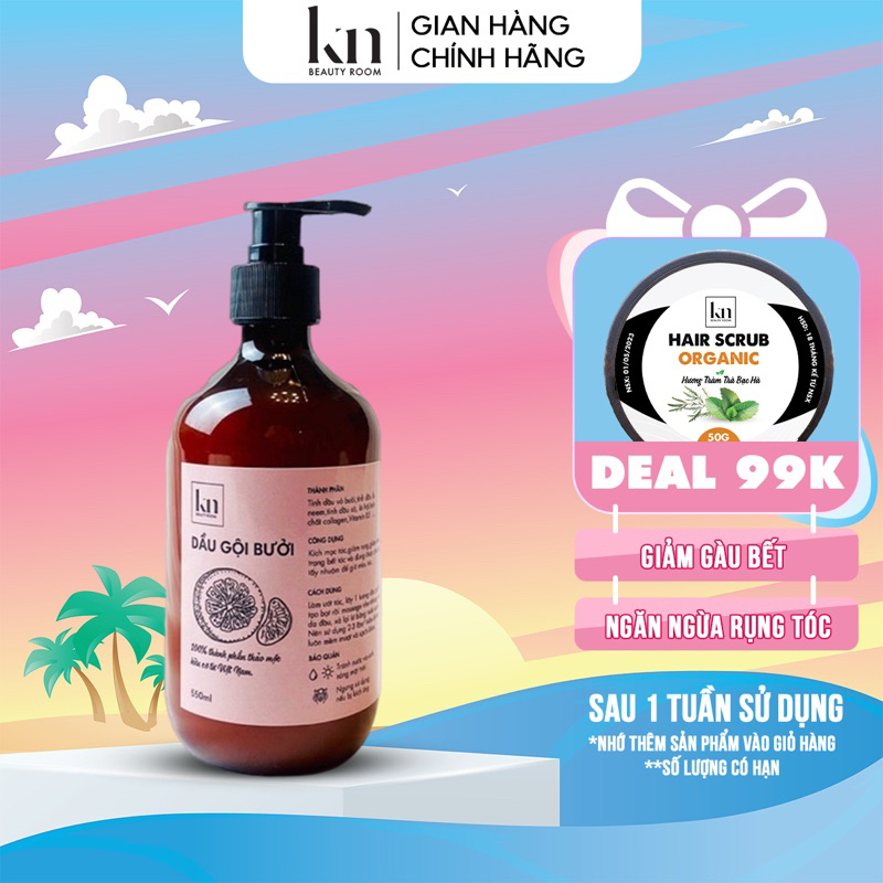 Dầu Gội Bưởi Hoa Lài Thảo Dược Giúp Mọc Tóc Nhanh Dài Dày Giảm Gàu Kiềm Dầu Thiên Nhiên An Toàn Kn Beauty Room