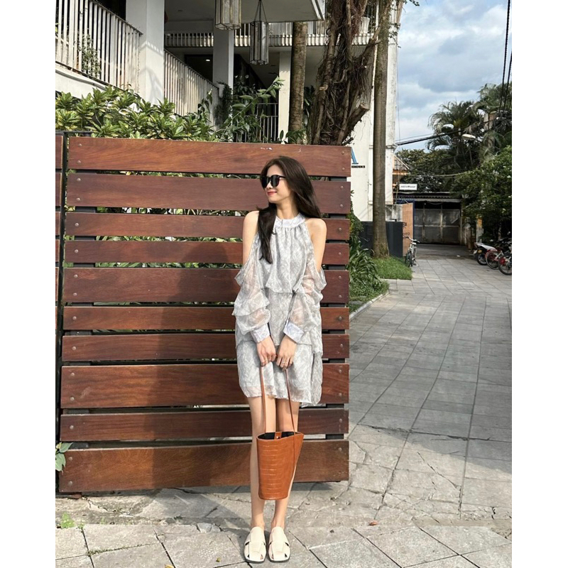 Váy trễ vai cổ yếm ba tầng dáng babydoll công chúa tiểu thư yansoo