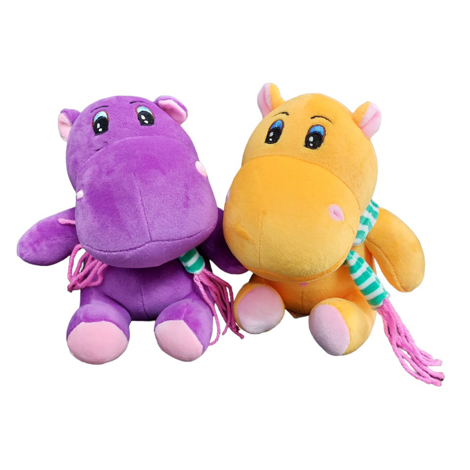 Gấu bông hà mã ngồi đeo khăn choàng siêu mềm siêu cưng (25cm) vải miniso mềm êm, hàng loại 1 cao cấp