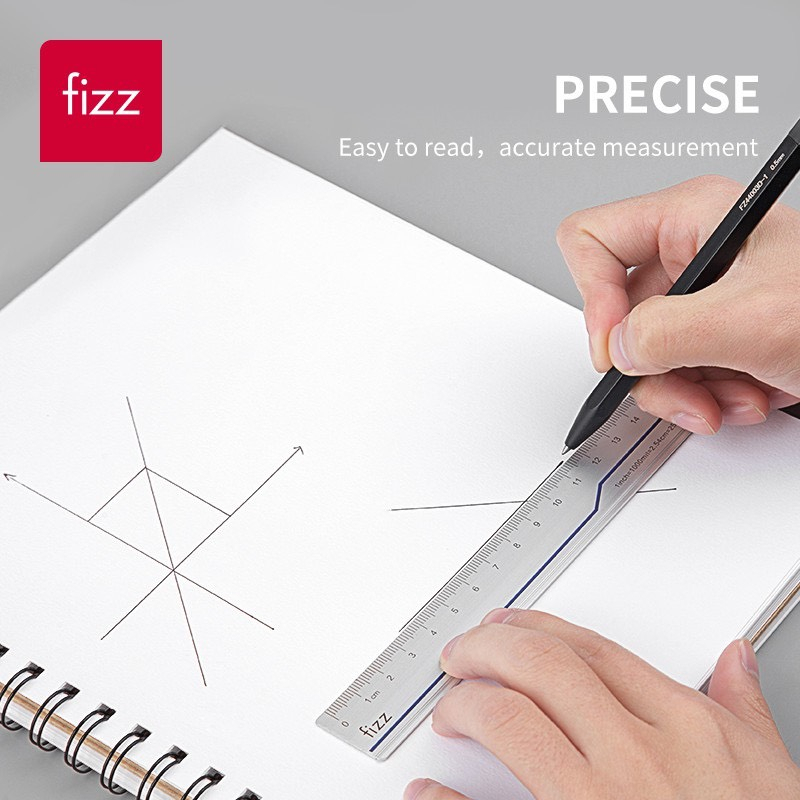 Thước kẻ nhôm Fizz Guangbo 15cm FZ22704 - 20cm FZ22705 - 30cm FZ22703