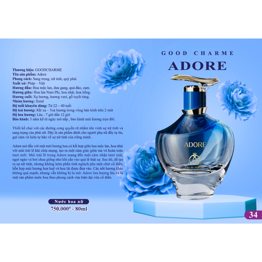 NƯỚC HOA NỮ GOOD CHARME ADORE 80ml