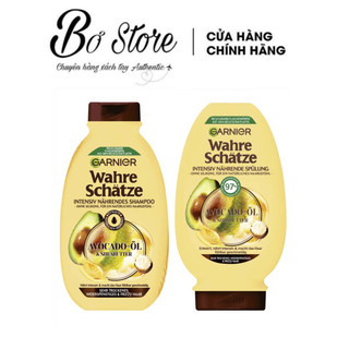 Cặp gội xả GARNIER Wahre Schätze Avocado-öl & sheabutter chiết xuất bơ hạt mỡ, phục hồi tóc hư tổn, 450ml