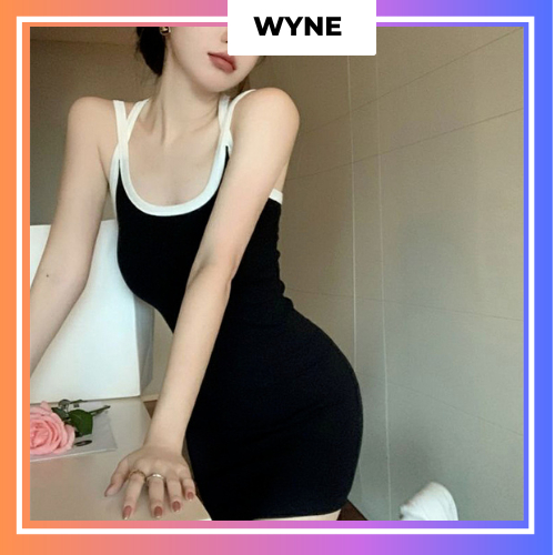 Đầm Body Sát Nách Wyne Hai Dây Đan Chéo, Đầm/Váy Body Hở Lưng Quyến Rũ Phong Cách Hàn Quốc Mùa Hè 2023