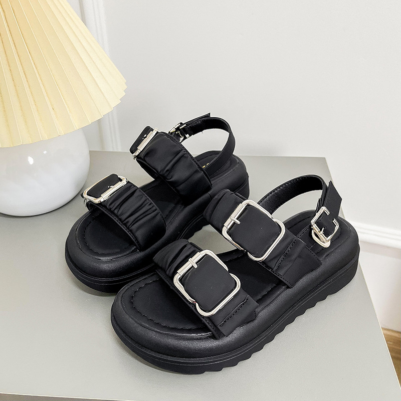 Dép sandal nữ đế cao chất liệu da cao cấp, dép quai hậu nữ độn đế 4cm hàng cao cấp 2023