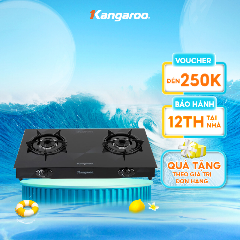 Bếp gas đôi dương kính Kangaroo KG8G1A - bảo hành 12 tháng