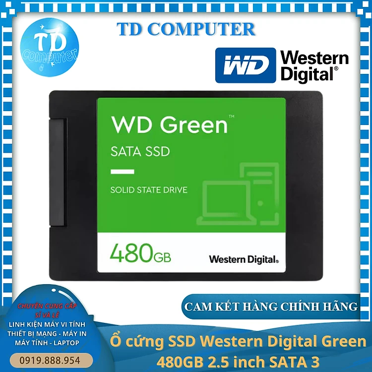 Ô cứng SSD WD 480GB Green Sata III 2.5inch - Hàng chính hãng FPT phân phối