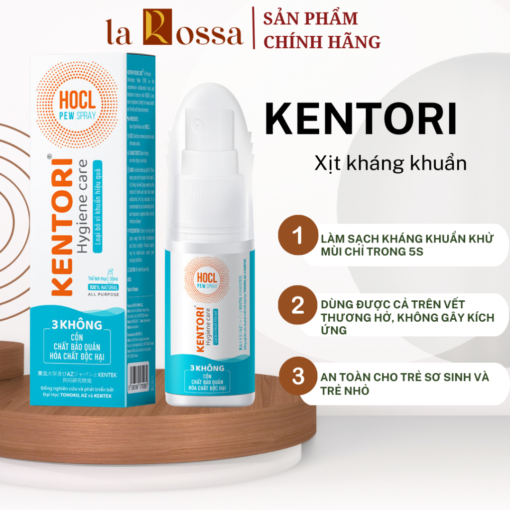 Nước Xịt Rửa Tay Khô Kháng Khuẩn Sát Khuẩn, Khử Trùng, Khử Mùi Kentori Hygiene Care 30ml | Không Chứa Cồn Gây Khô Da
