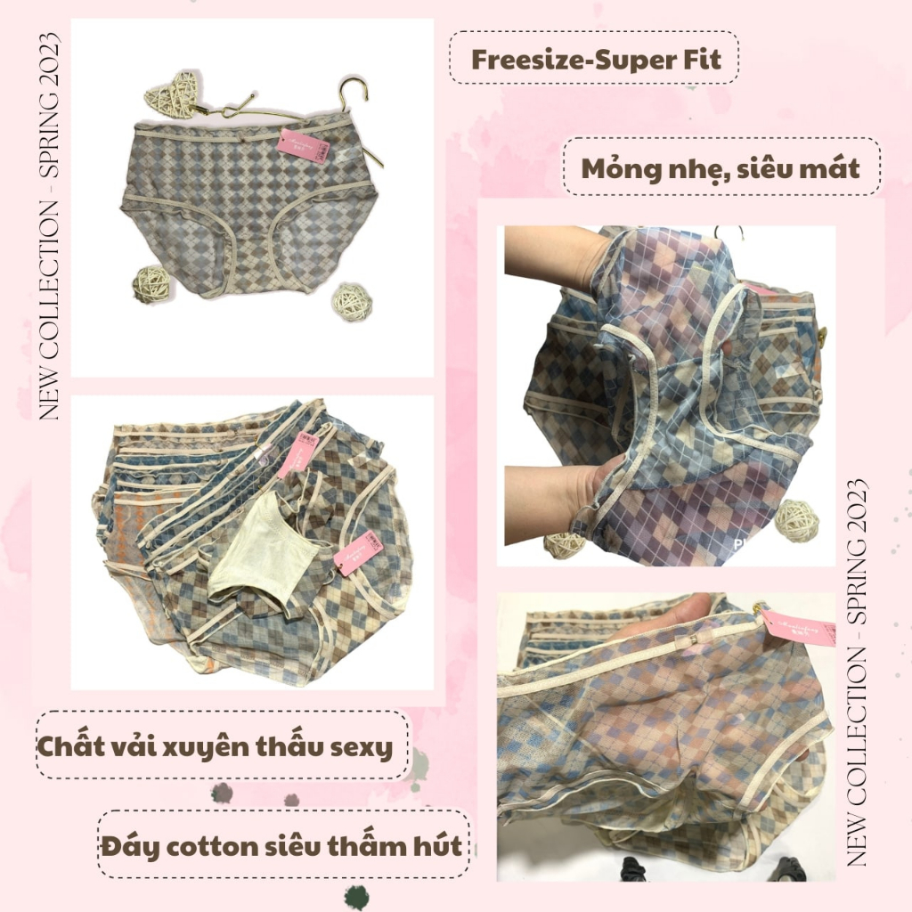 Set 6 Quần lót nữ cotton sexy xuyên thấu gợi cảm Freesize 40-60kg Nội Y Nữ | BigBuy360 - bigbuy360.vn