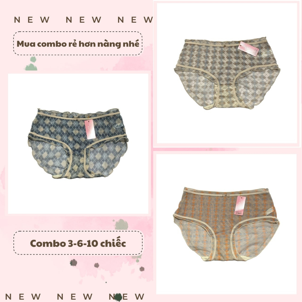 Set 6 Quần lót nữ cotton sexy xuyên thấu gợi cảm Freesize 40-60kg Nội Y Nữ | BigBuy360 - bigbuy360.vn