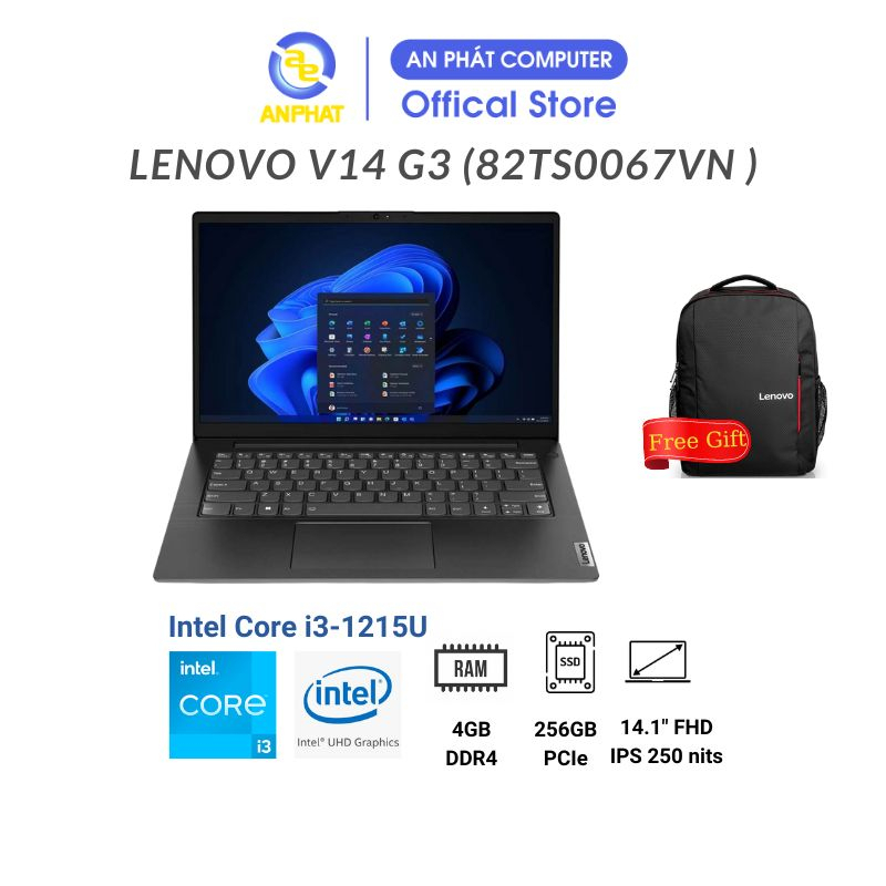 [Mã ELLAP4 giảm 400K] Laptop Lenovo V14 G3 IAP 82TS0067VN (Core i3-1215U)