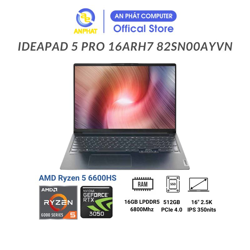  Laptop Lenovo ideapad 5 Pro 16ARH7 82SN00AYVN Ryzen 5 6600HS 16G 512G RTX3050 16"