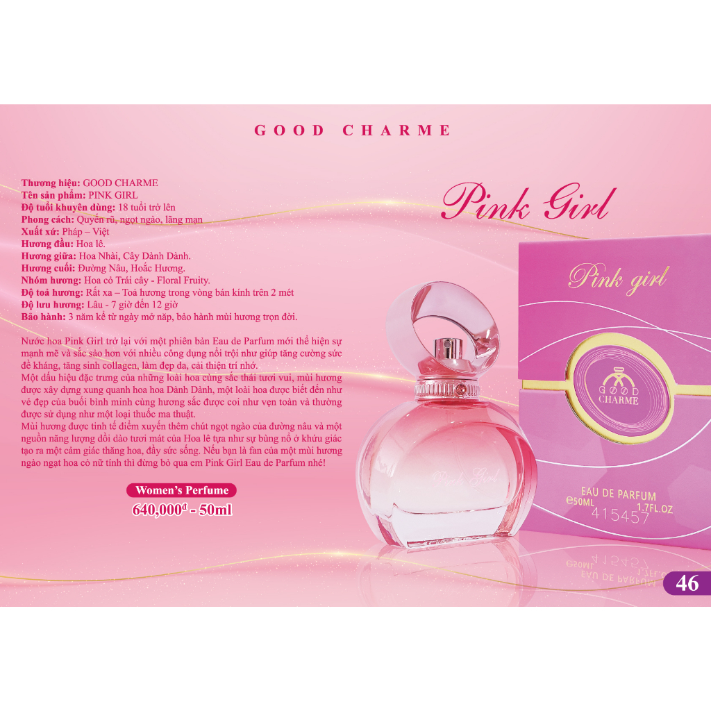 Nước Hoa Nữ Charme Pink Girl 50ml