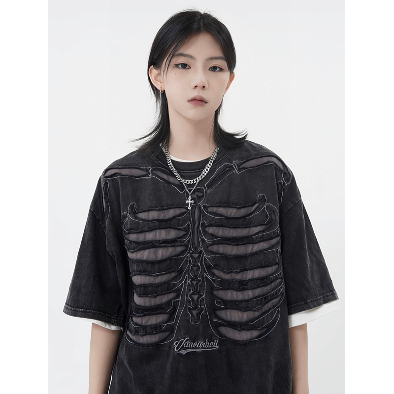 Áo thun xương rách Vancarhell - Broken Bones Tshirt - áo thun oversize phong cách hiphop đường phố Juwangorder 9229