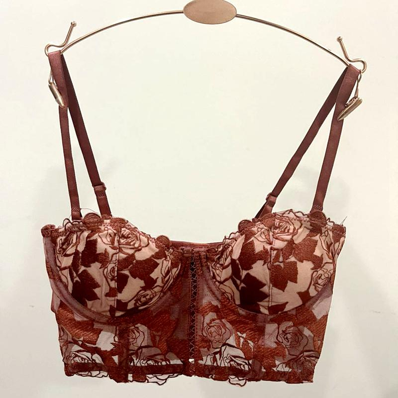 Áo Corset Nữ Vintage Ren Có Gọng Nâng Ngực Nhẹ Thêu Hoa Hồng Quý Phái -- 211207