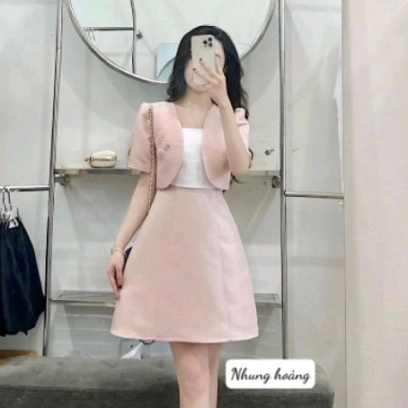 Sét váy tiểu thư takta hồng hàng cao cấp váy đi chơi dự tiệc sang chảnh