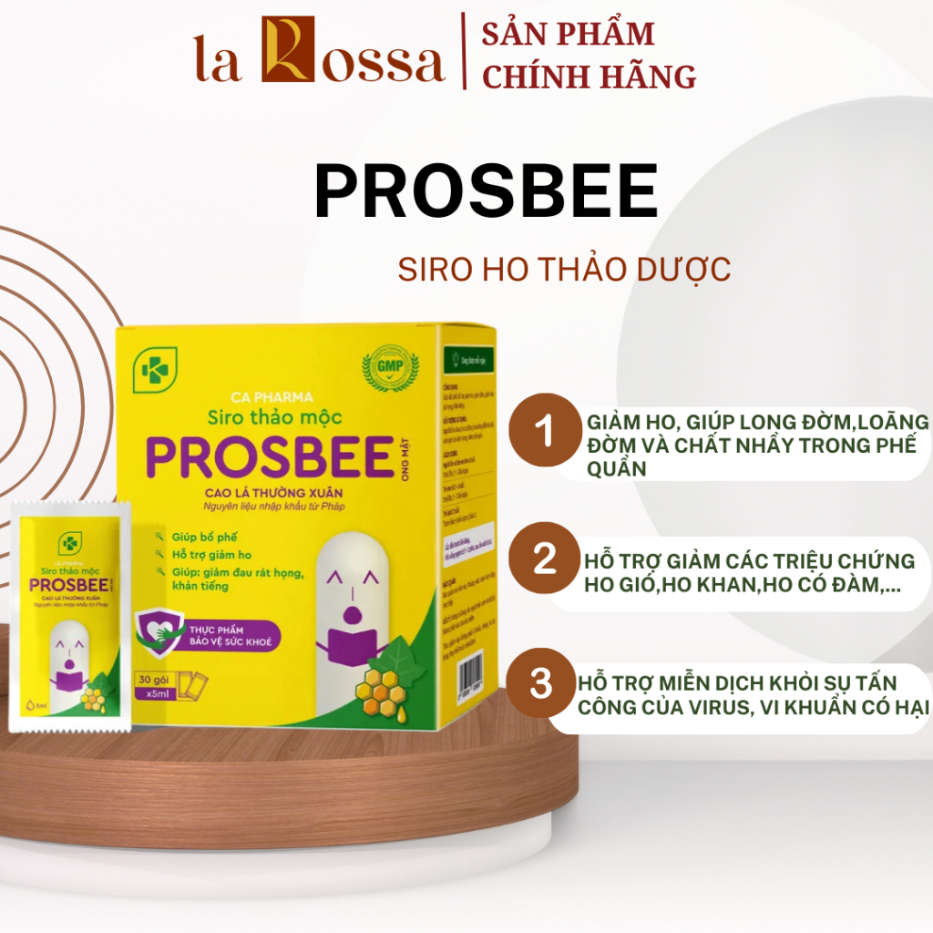 Siro Ho Thảo Dược Prosbee Ong Mật Giúp Bổ Phế, Giảm Ho,Đờm, Viêm Họng, Viêm Phế Quản Dành Cho Trẻ Em (Hộp 30 gói x 5ml)