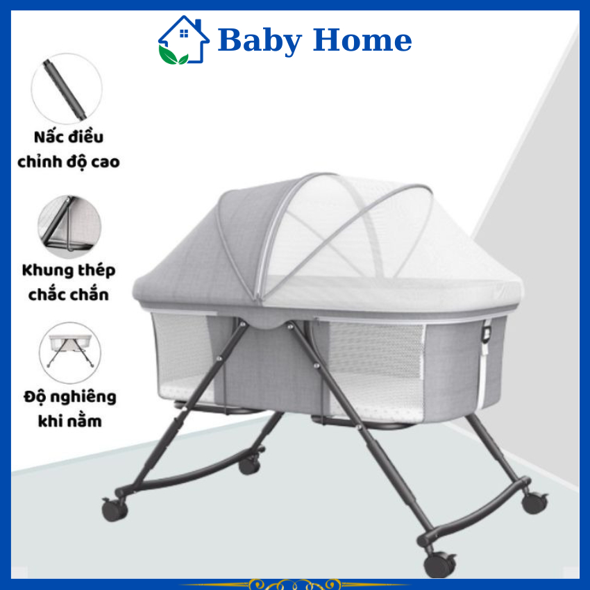 Nôi Cho Bé, Nôi Trẻ Em, ( Có ĐỆM, GỐI, MÀN đi KÈM ), Nôi Em Bé Gấp Gọn, Nôi Siêu Nhẹ