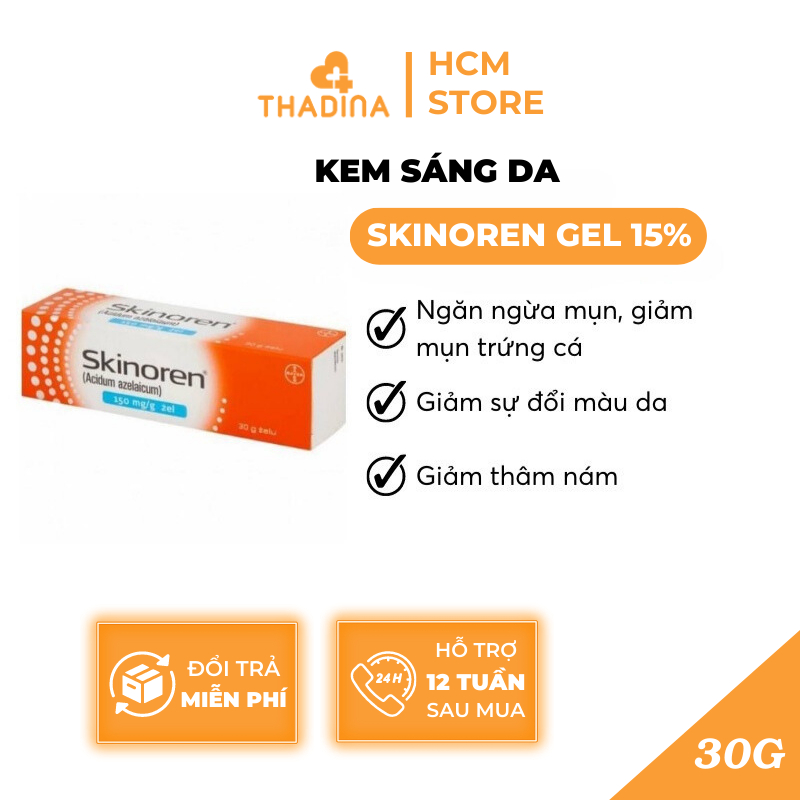 SKINOREN cream 20% & gel 15% Acid azelaic, Kem giảm mụn và thâm nám tuýp 30g - Thadina HCM