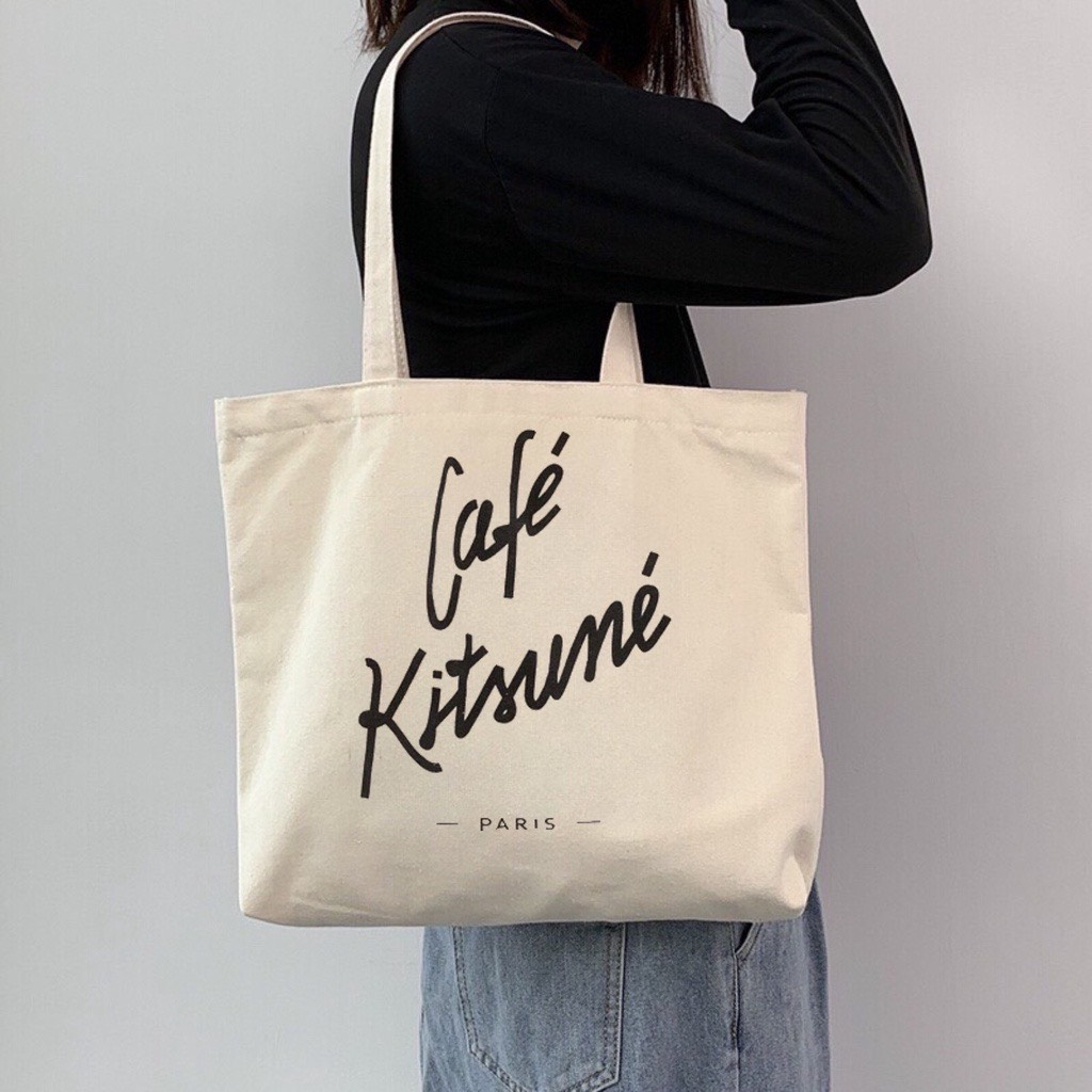 Túi tote vải canvas phong cách Hàn quốc, có khóa miệng, ngăn phụ bên trong tiện lợi thời trang ulzzang - Nicehat