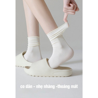 Vớ Tất Cổ Lửng Màu Be Cotton Nam Nữ Phong Cách Vintage - ChikingSneaker