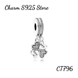 Charm pan ale treo 2 mảnh ghép cỏ bốn lá bạc s925 thuần khiết hàng cao cấp