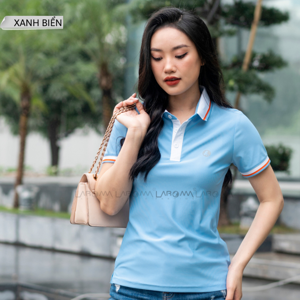 LAROMA Áo polo nữ phối cổ | vải coolmax làm mát