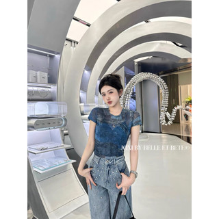Áo thun voan croptop họa tiết chắp vá QCL1 LuciK Shop AT0018