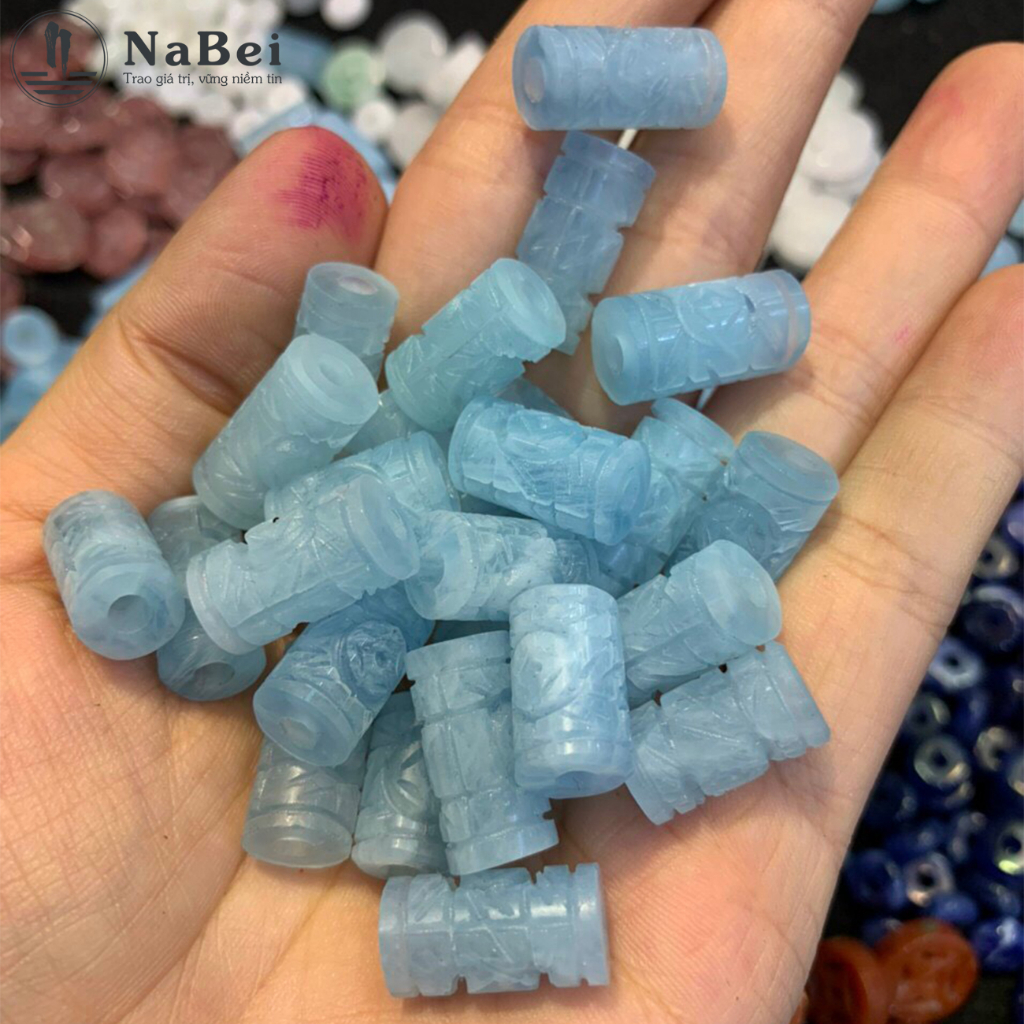 Charm Lu Thống Đá Aquamarine Tự Nhiên Mix Vòng Tay Cho Nam Nữ NB97 - Phong Thuỷ NaBei Store