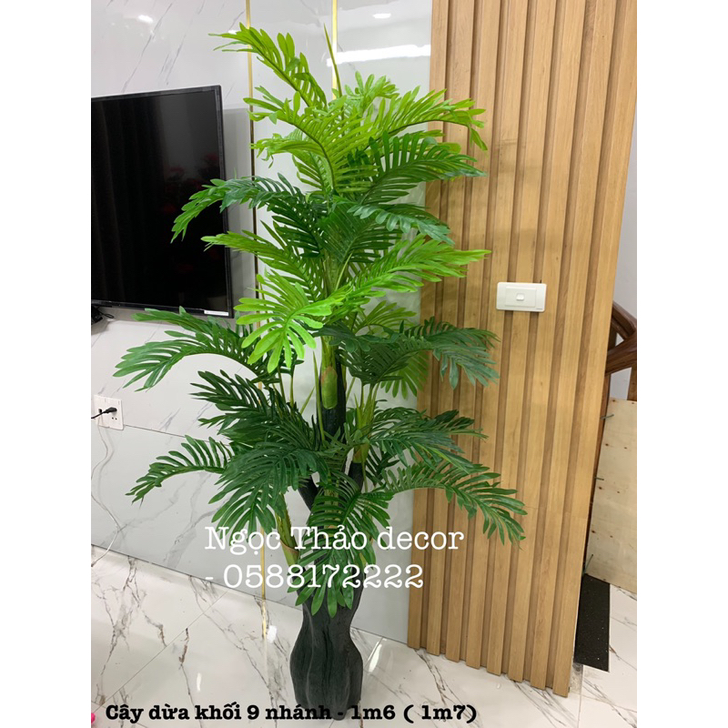 Cây dừa khối 9 nhánh - cây giả trang trí