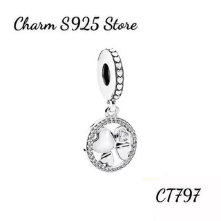 Charm pan ale treo cỏ bốn lá bạc s925 thuần khiết hàng cao cấp
