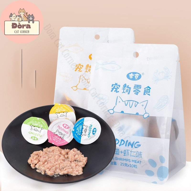 Pudding Pate Cho Mèo / Pudding Thịt Nhiều Vị Cá Hồi + Tôm + Cá Ngừ + Cho Mèo/ Snack Pate Cho Mèo