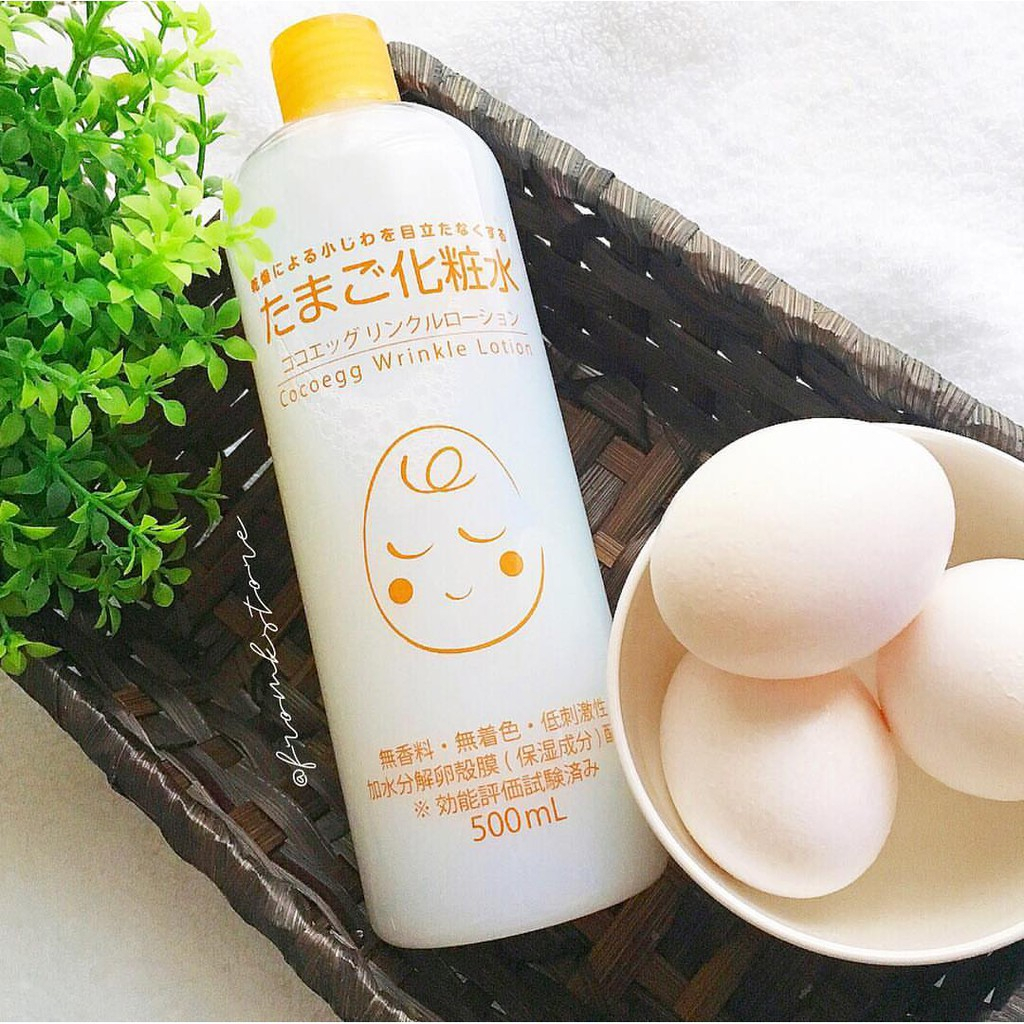Nước hoa hồng trứng gà giảm nhăn, chống lão hoá Cocoegg Wrinkle Lotion 500ml Nhật